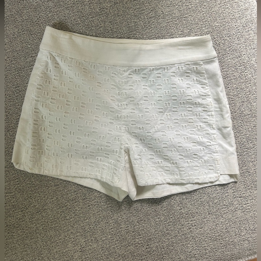 J. Crew White Textured High Waist Shorts